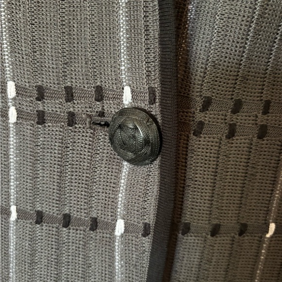 Ming Wang grey knit plaid jacket sweater - Picture 5 of 9